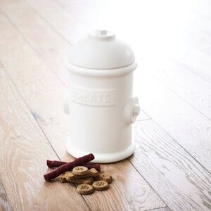 Pottery Barn Fire Hydrant Shaped Pet Treat Canister Ivory